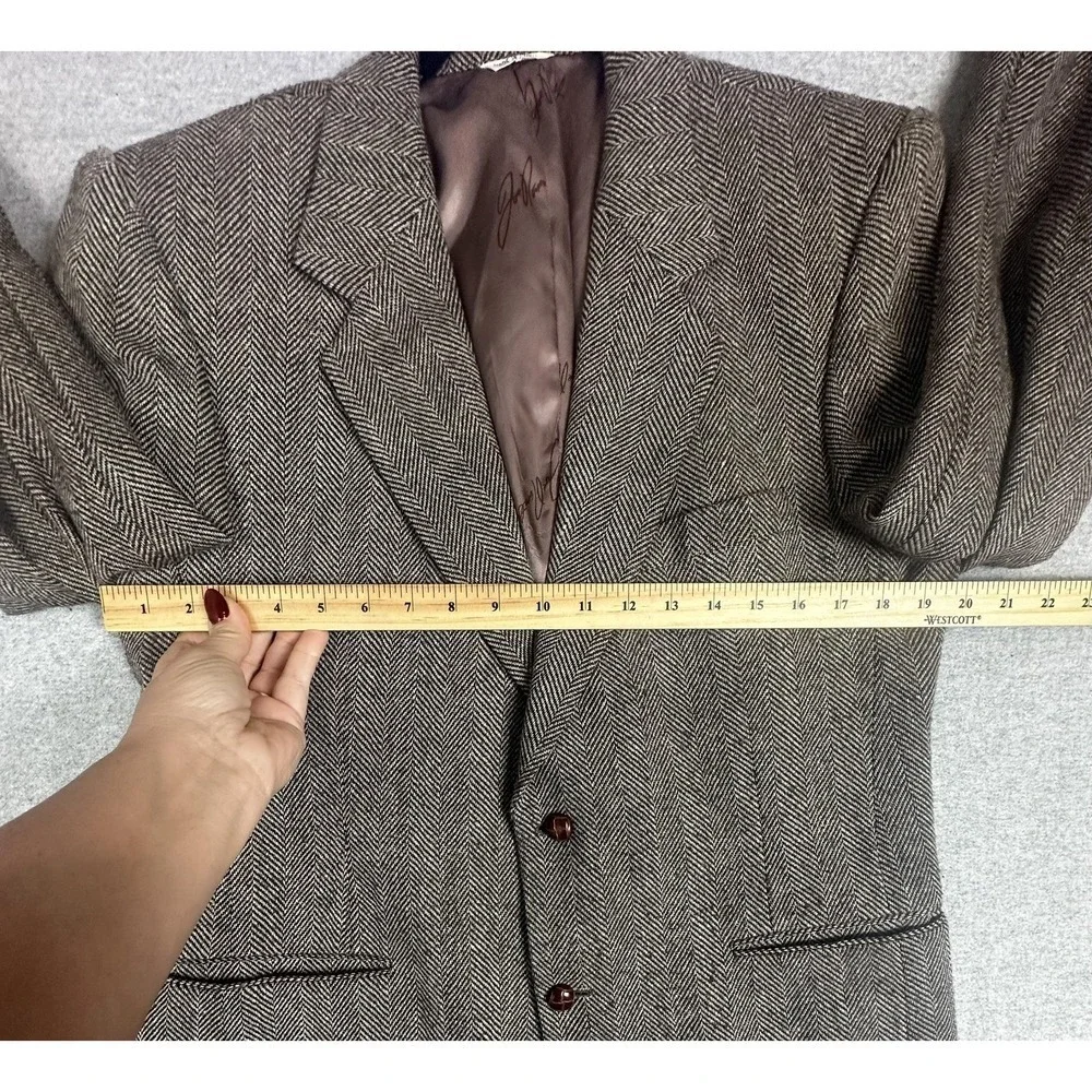 Vintage‎ Joe Namath Blazer Mens 42R Brown Herringbone Tweed Sport Coat 90s